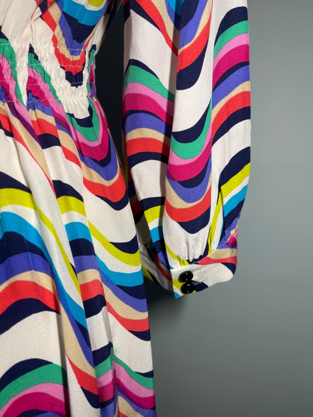 Kate Spade NY Silk Blend Brighton Zari Dress Size 10 Multicolor Wave Stripe - Picture 5 of 9